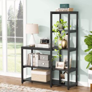 5-Tier Bookshelf, Ladder Conner Bookshelves Etagere Bookcase, 8 Shelves Display Rack Storage Shelf for Living Room and Office Black