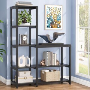5-Tier Bookshelf, Ladder Conner Bookshelves Etagere Bookcase, 8 Shelves Display Rack Storage Shelf for Living Room and Office Black