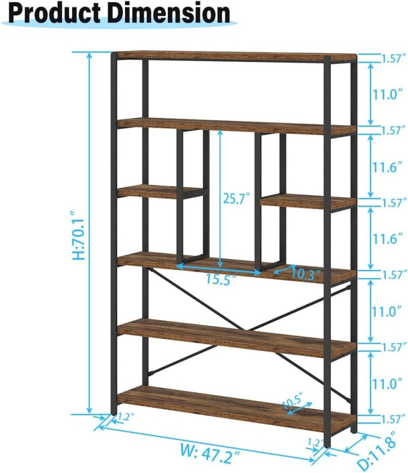 6 Tier Tall Bookshelf