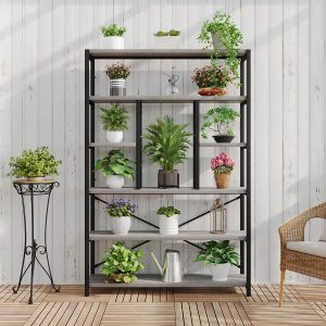 6 Tier Tall Bookshelf, Modern Large Wide Book Rack Storage, Open Display Book Shelf Organizer for Bedroom Living Room Office Grey