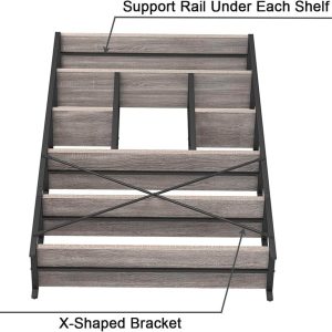 6 Tier Tall Bookshelf, Modern Large Wide Book Rack Storage, Open Display Book Shelf Organizer for Bedroom Living Room Office Grey