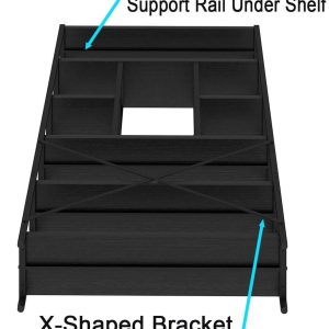 6 Tier Tall Bookshelf, Modern Large Wide Book Rack Storage, Open Display Book Shelf Organizer for Bedroom Living Room Office Black