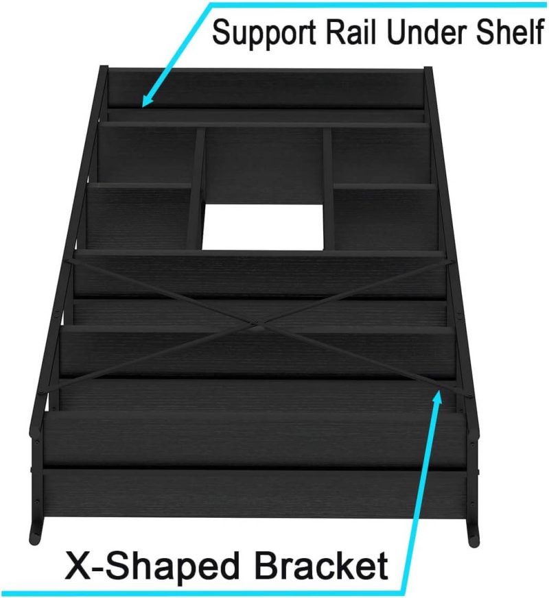 6 Tier Tall Bookshelf, Modern Large Wide Book Rack Storage, Open Display Book Shelf Organizer for Bedroom Living Room Office Black