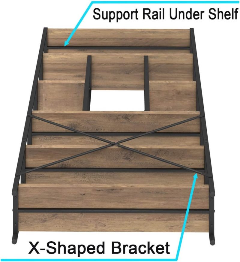 6 Tier Tall Bookshelf, Modern Large Wide Book Rack Storage, Open Display Book Shelf Organizer for Bedroom Living Room Office Oak